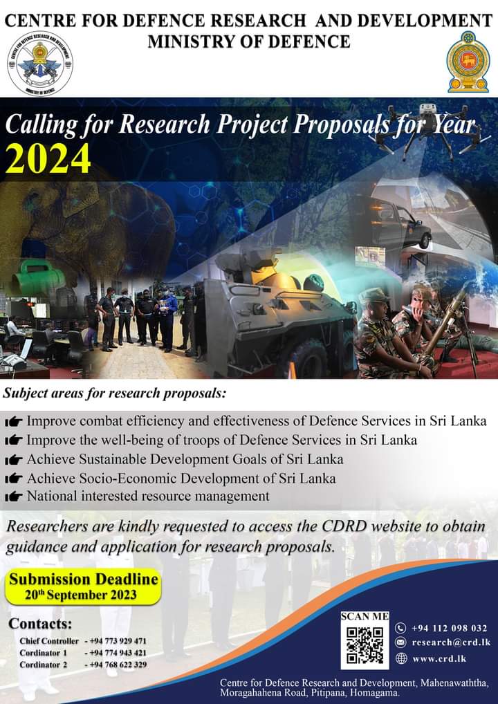 CMETSL College Of Military Engineering And Technology Sri Lanka   Research Project Proposals 2024 